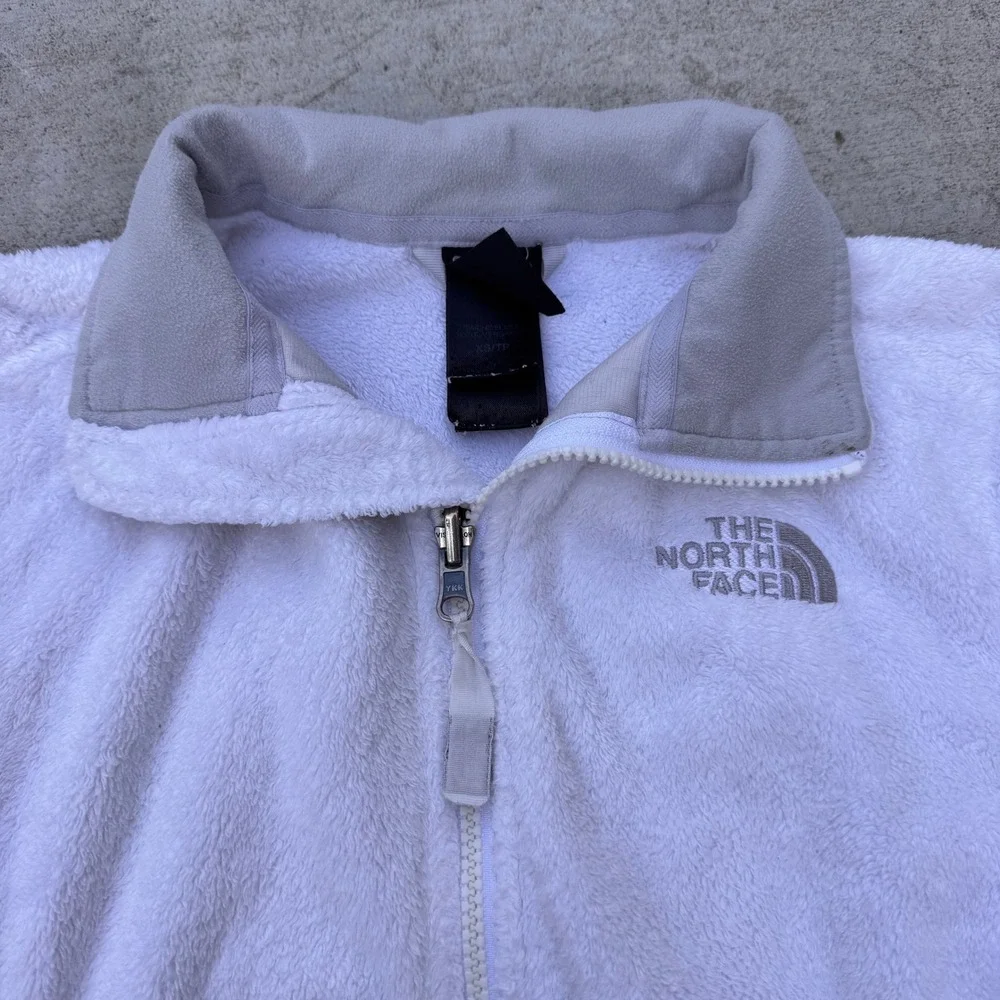 The North Face Osito Full Zip Fleece Jacket White Mens XS Mock Neck Soft Fuzzy